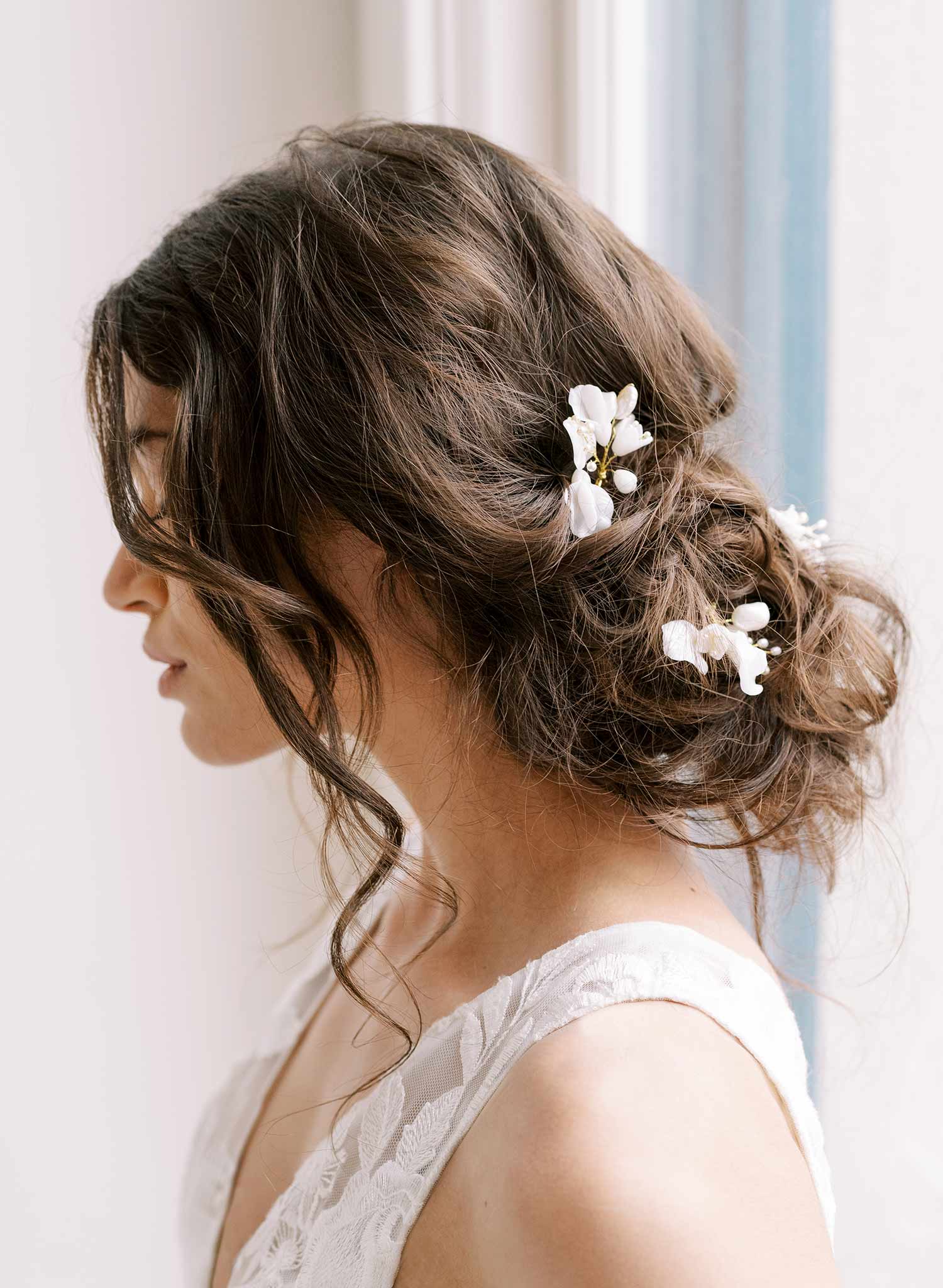 handmade sweet pea flower hair pin set by twigs & honey