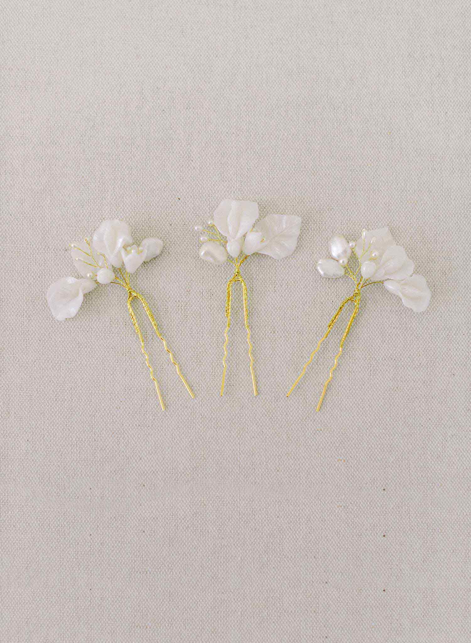 handmade sweet pea flower hair pin set by twigs & honey