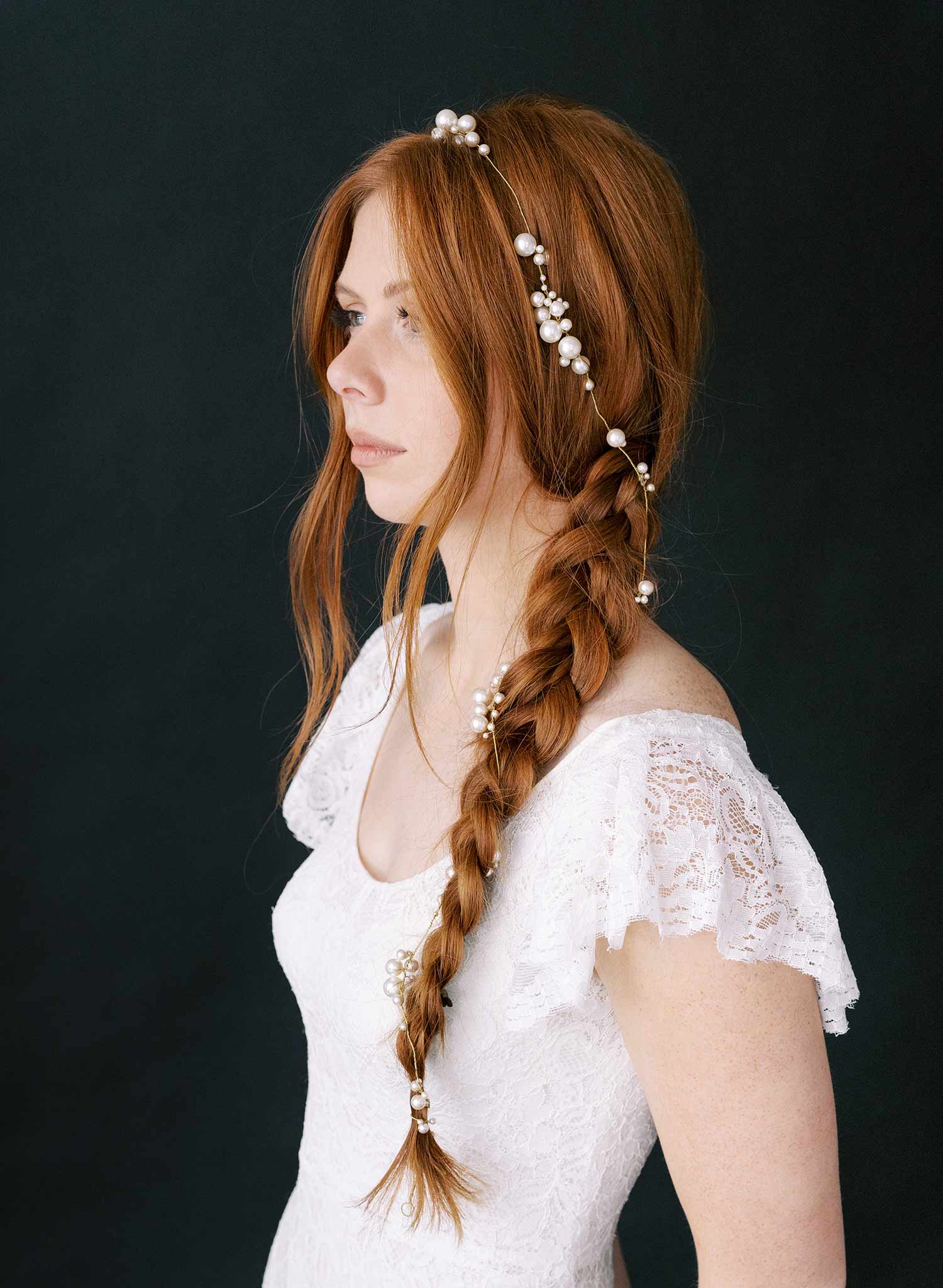 Statement pearl clusters extra long hair vine - Style #2344