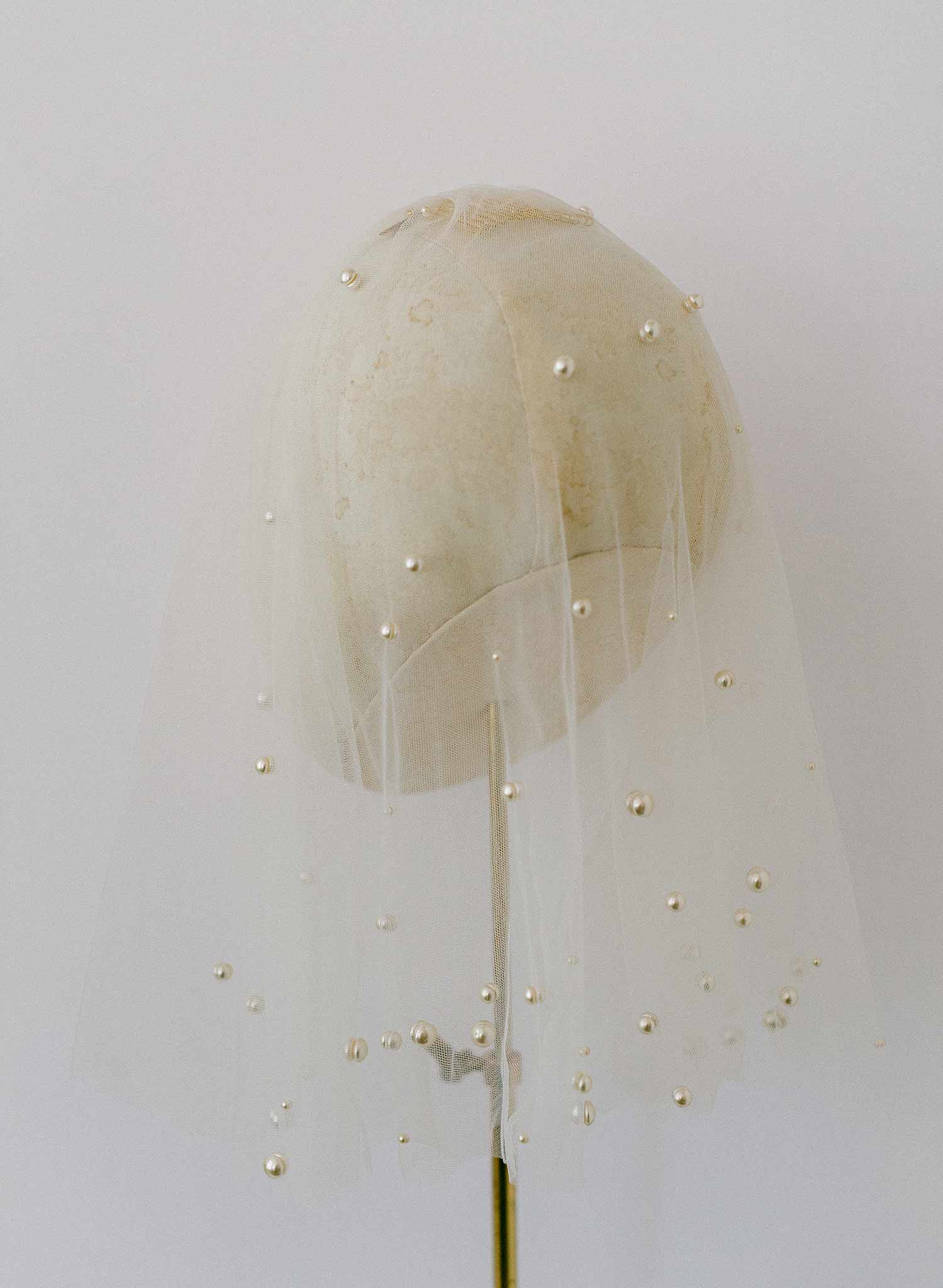 soft tulle short bridal veil with pearls by twigs & honey
