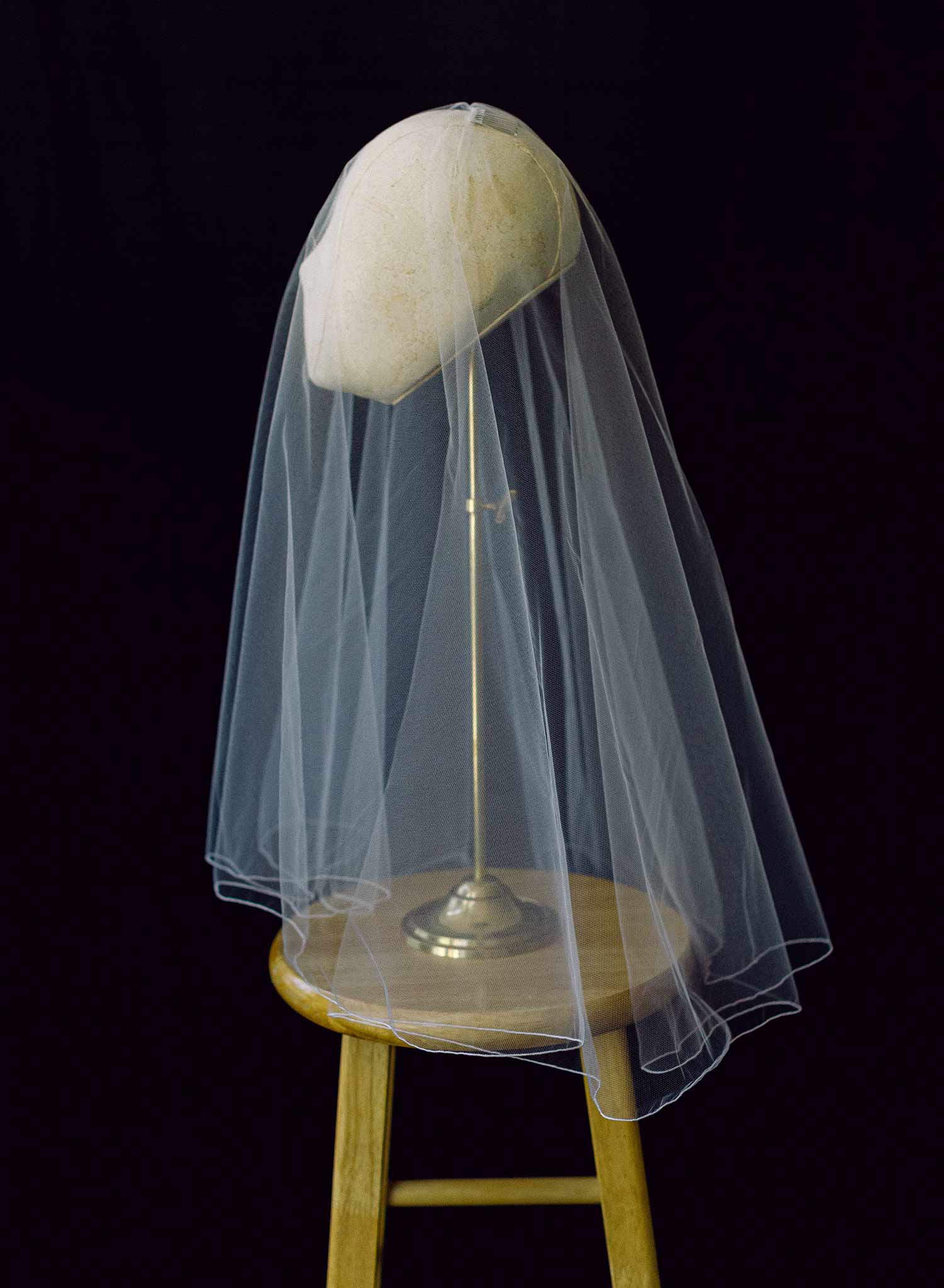 Merrow edge bridal veil with blusher - Style #2358