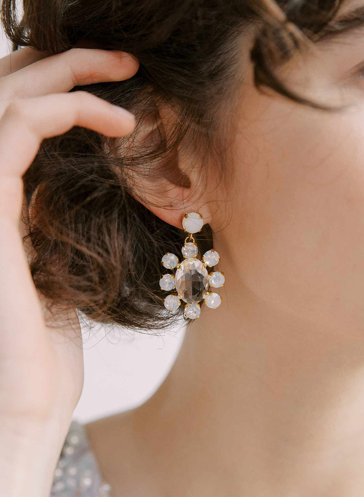 bridal oval crstal post back earrings by twigs & honey