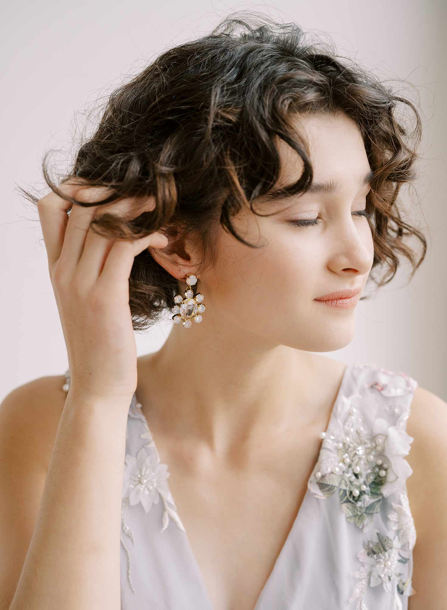 bridal oval crstal post back earrings by twigs & honey