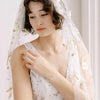 wedding veil with hand sewn embroidery and flowers by twigs & honey