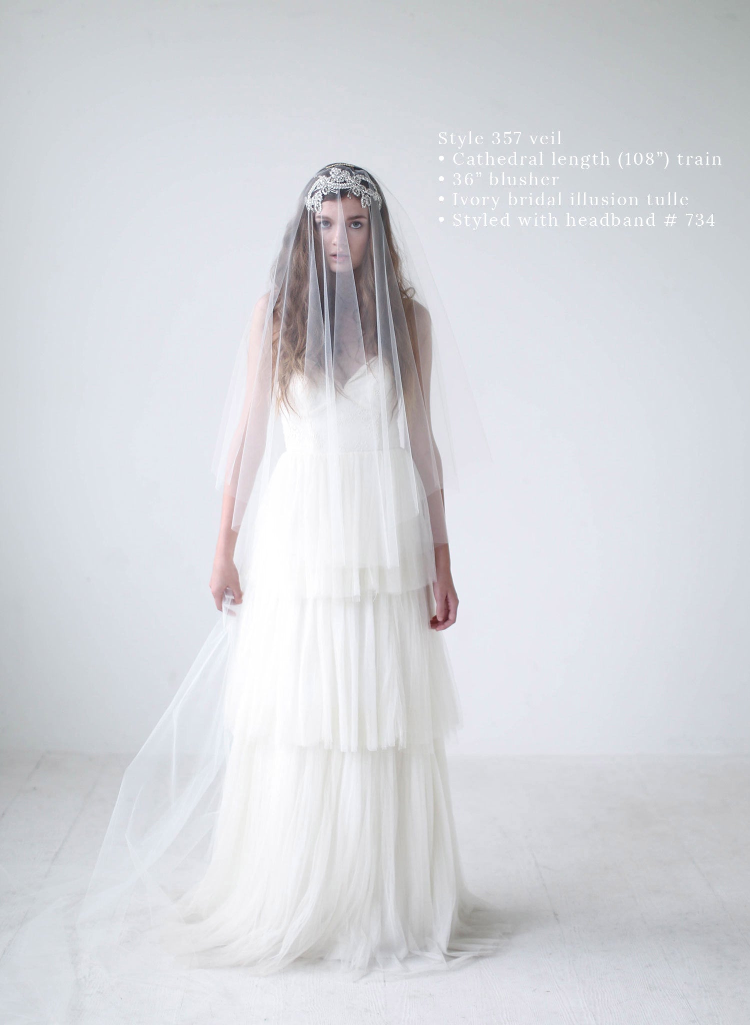 Simple Cathedral or Chapel length veil - Style 357