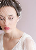 Pearl adorned bandeau birdcage veil - Style # 430