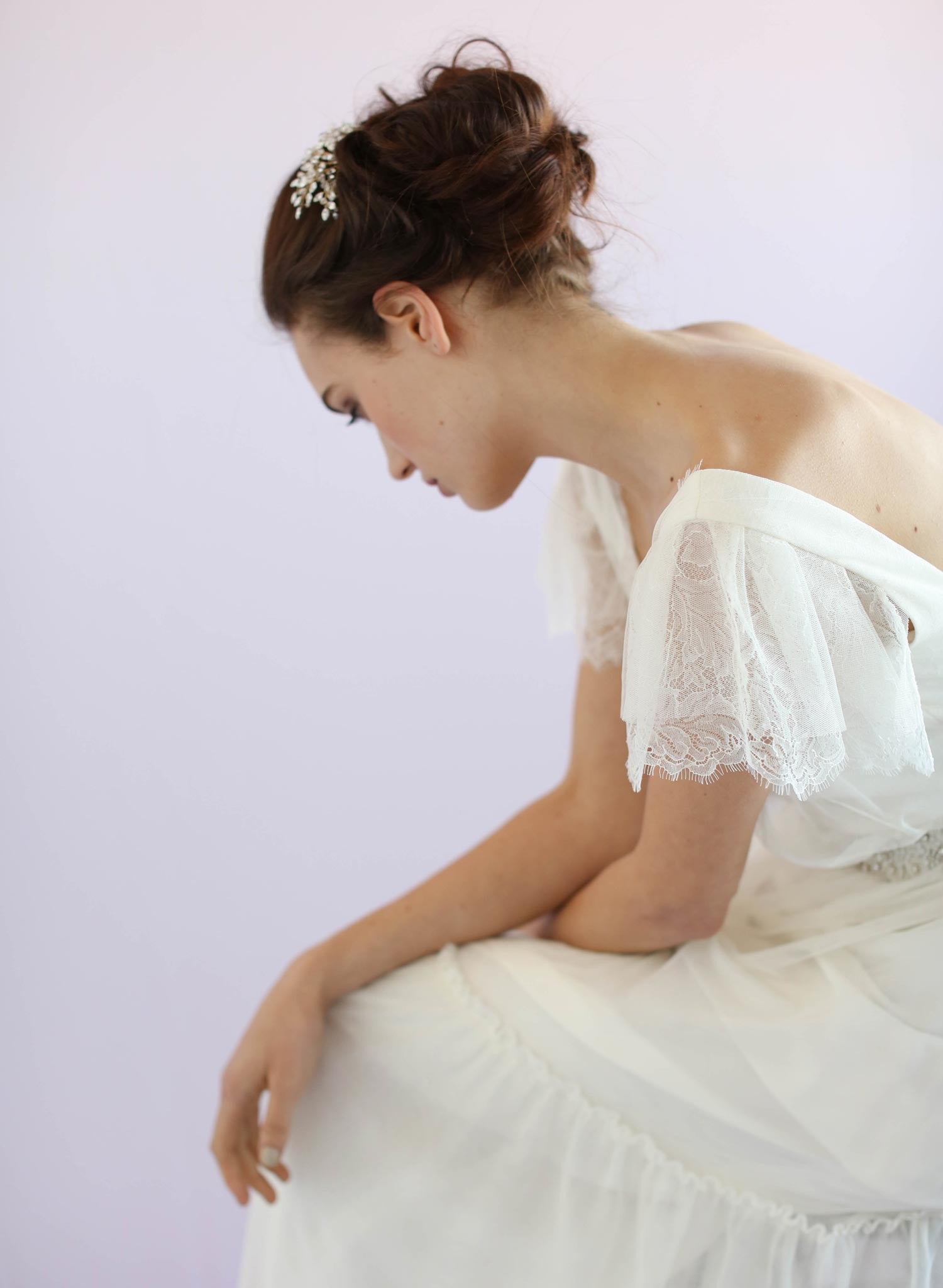 Austrian crystals, bridal hair comb, twigs and honey