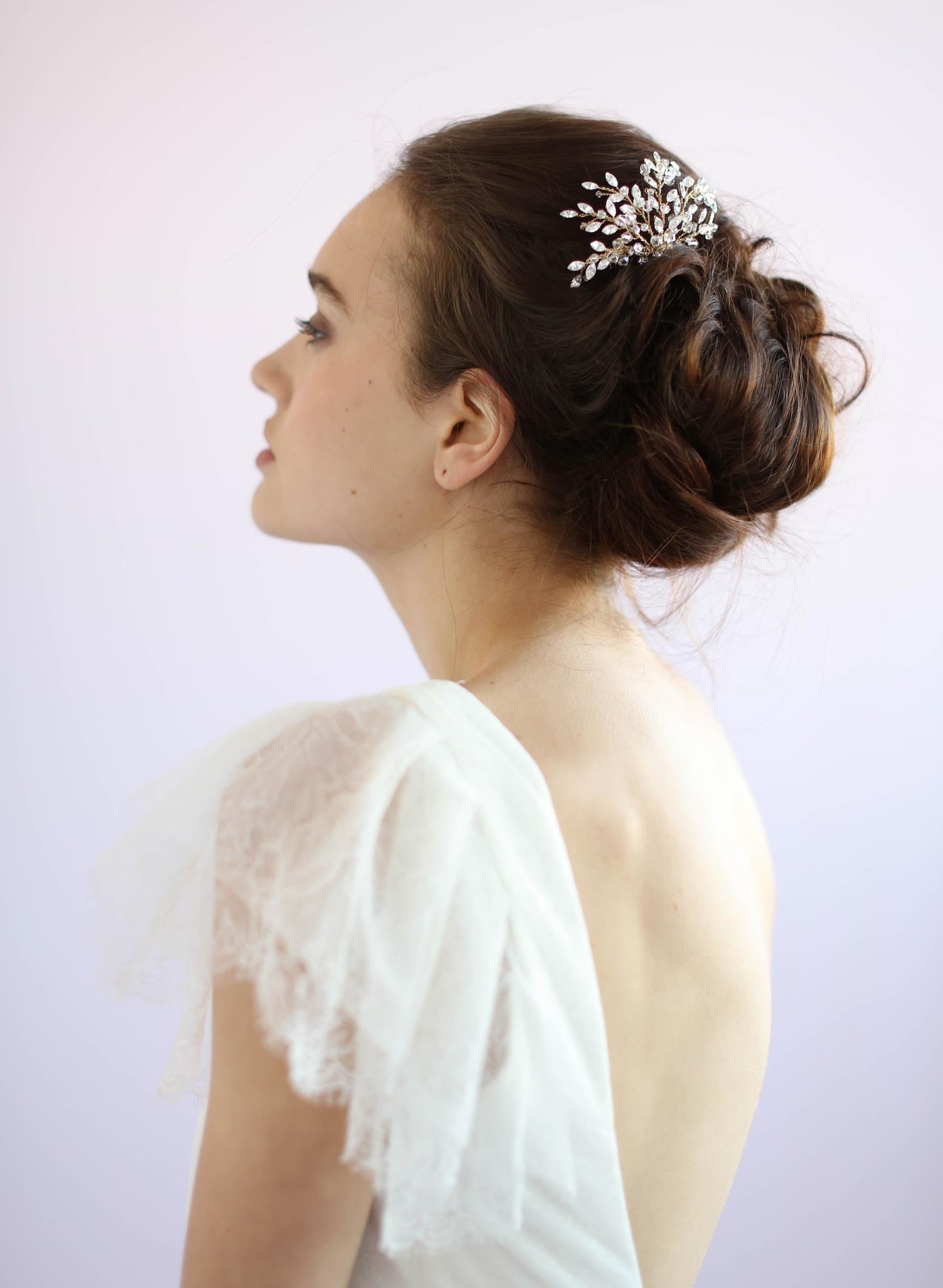 Austrian crystals, bridal hair comb, twigs and honey