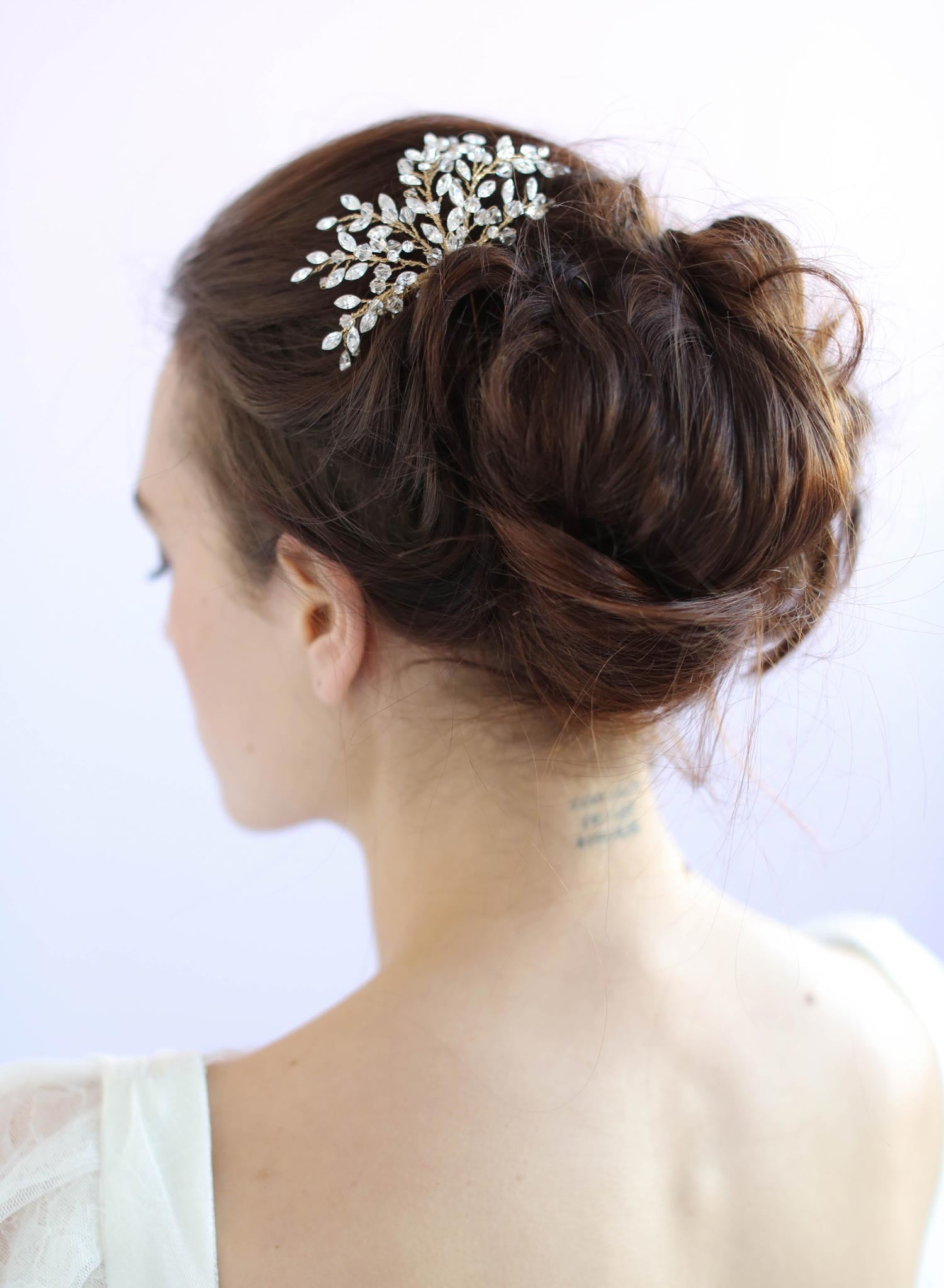 Austrian crystals, bridal hair comb, twigs and honey