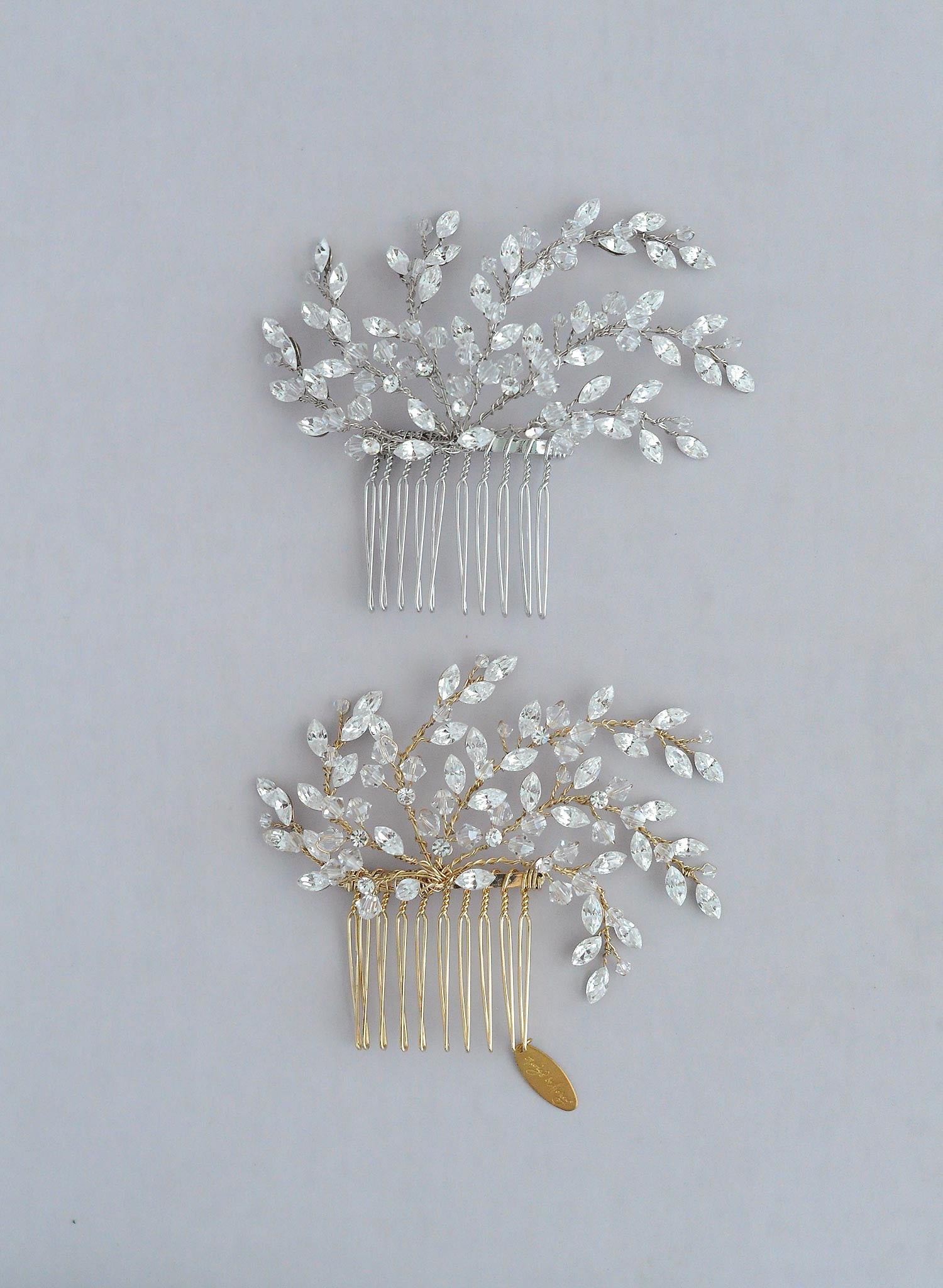 Austrian crystals, bridal hair comb, twigs and honey