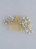 Brass garden comb, twigs and honey, bridal hair comb