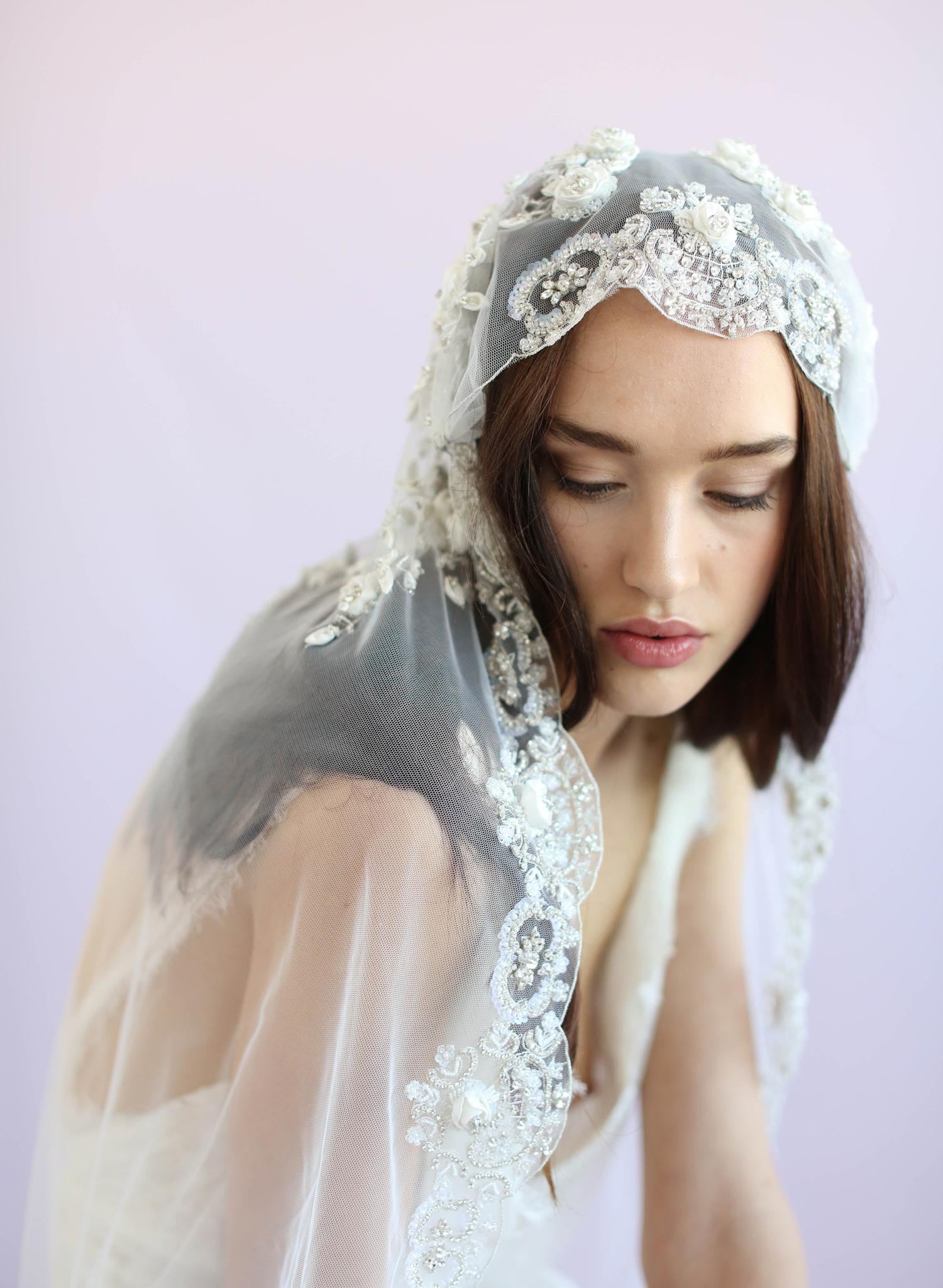 Juliet vintage inspired veil, twigs and honey, embroidered veil, bridal veil