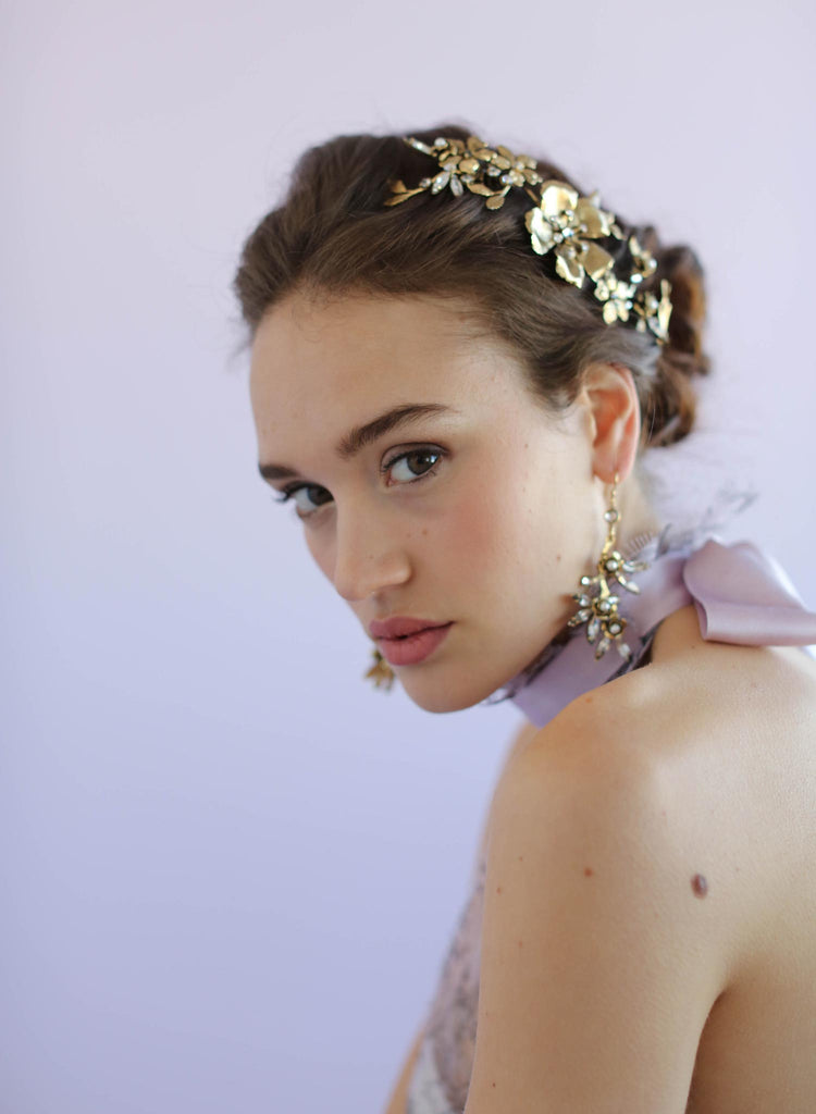 Dogwood rose gold headpiece, twigs and honey, bridal headpiece, antique gold plated