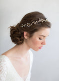 Simple crystal and rose blossom convertible hair vine, necklace, bracelet - Style #7012