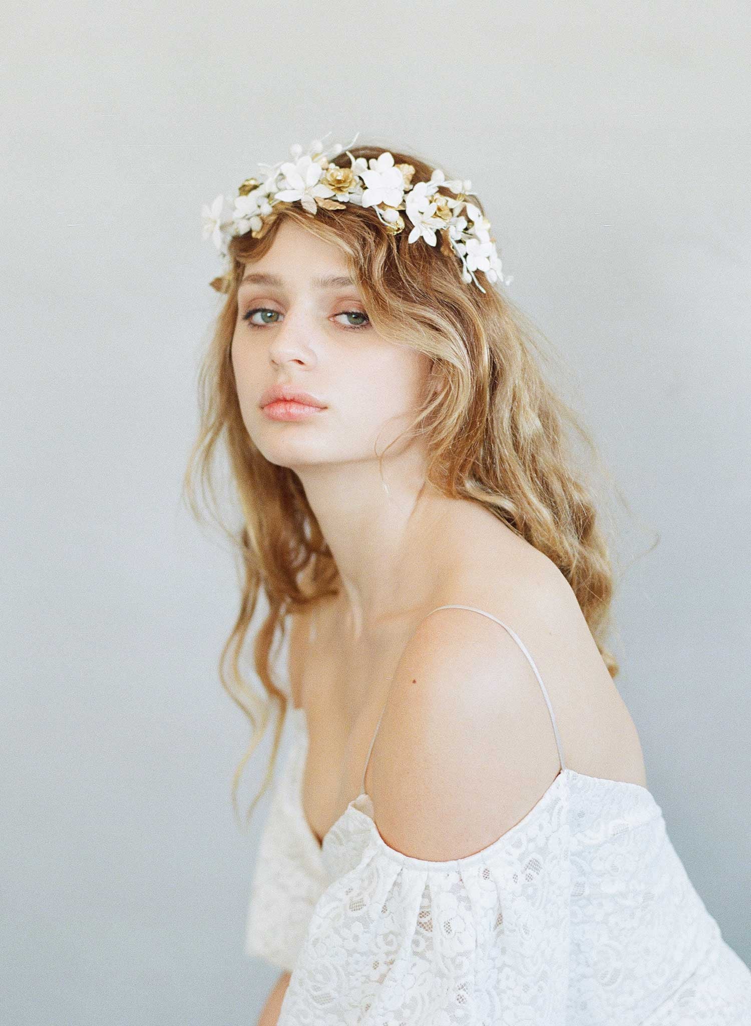 clay flower headpiece, bridal headband, floral headpiece, woodland inspired, wedding floral headband, twigs and honey
