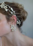 rose bridal drop earrings, crystals