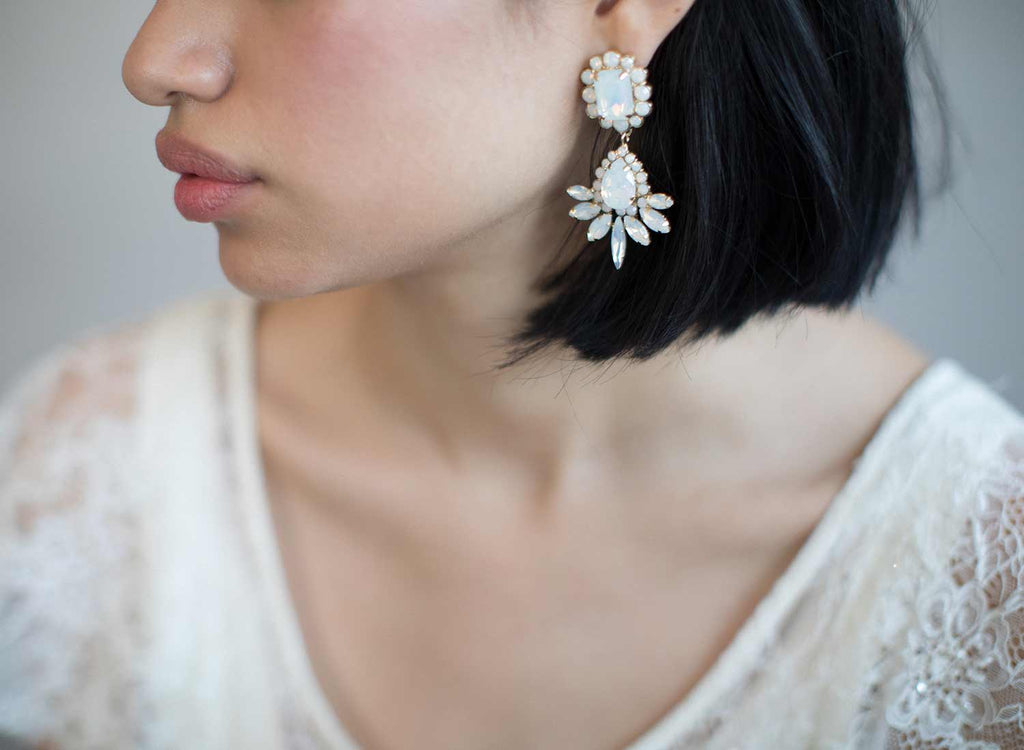 Opal crystal burst earrings - Style #856