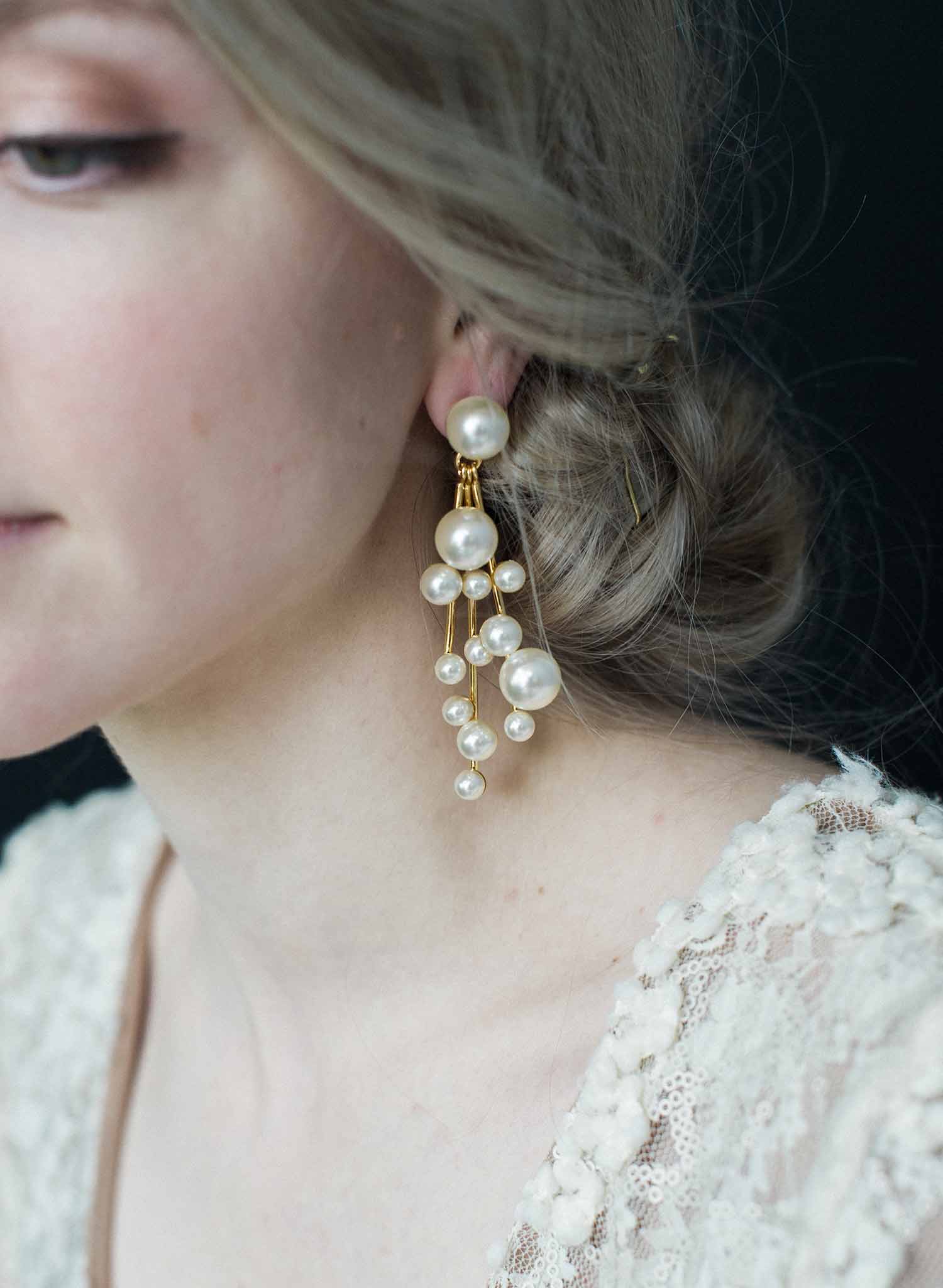 Pearl Waterfall earrings - Style #9018