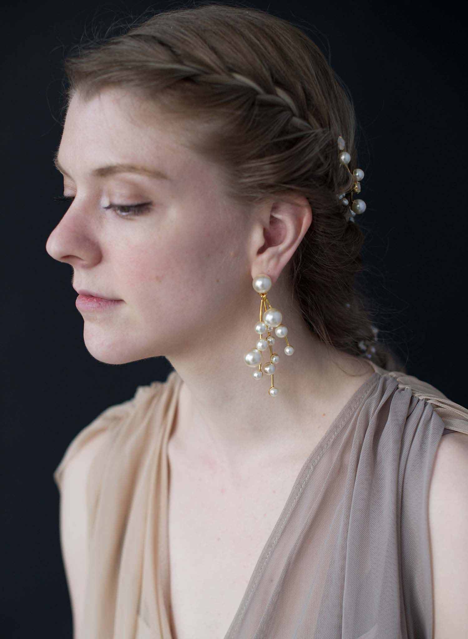 Pearl Waterfall earrings - Style #9018