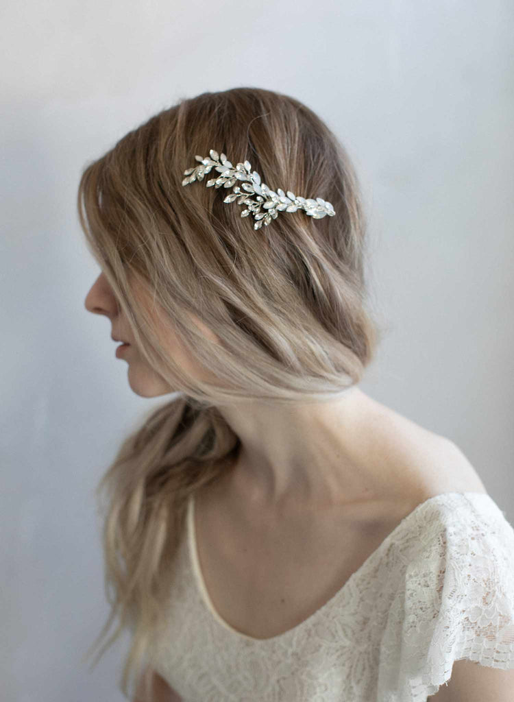 wing hair clip, bridal hair clip, crystal hair clip, crystals, bridal hair accessory, twigs and honey