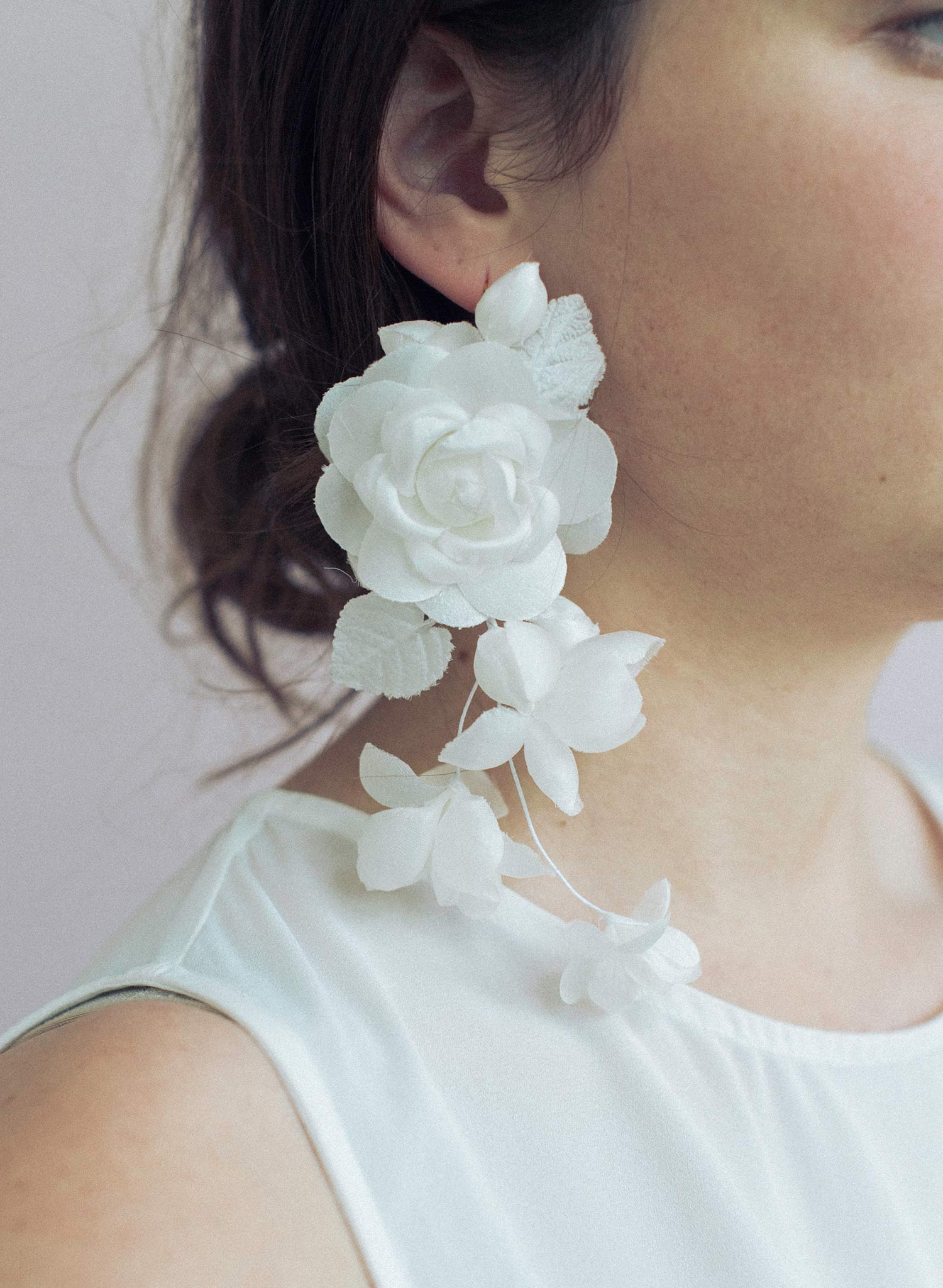Silk flower cascading earrings - Style #948