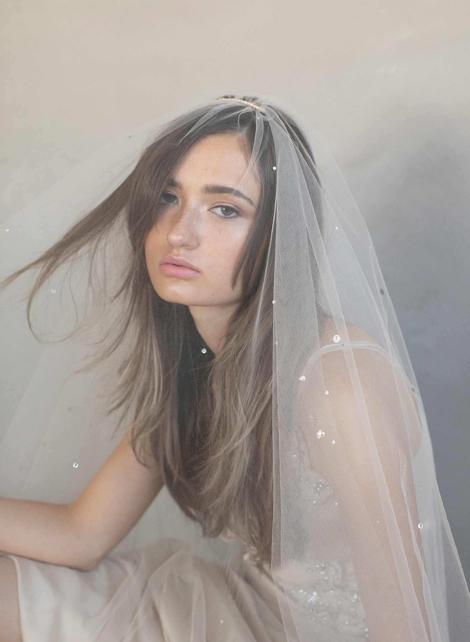 crystal veil, rhinestone veil, fingertip veil, bridal veil, wedding veil, wedding accessory, twigs and honey