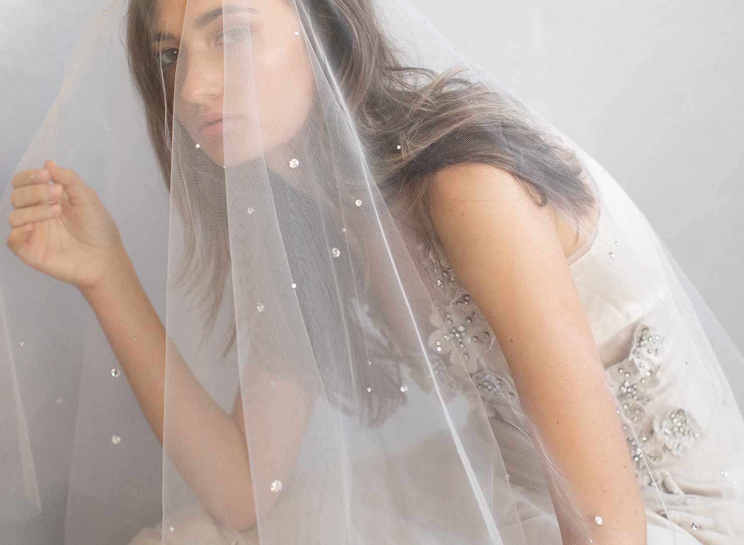 crystal veil, rhinestone veil, fingertip veil, bridal veil, wedding veil, wedding accessory, twigs and honey