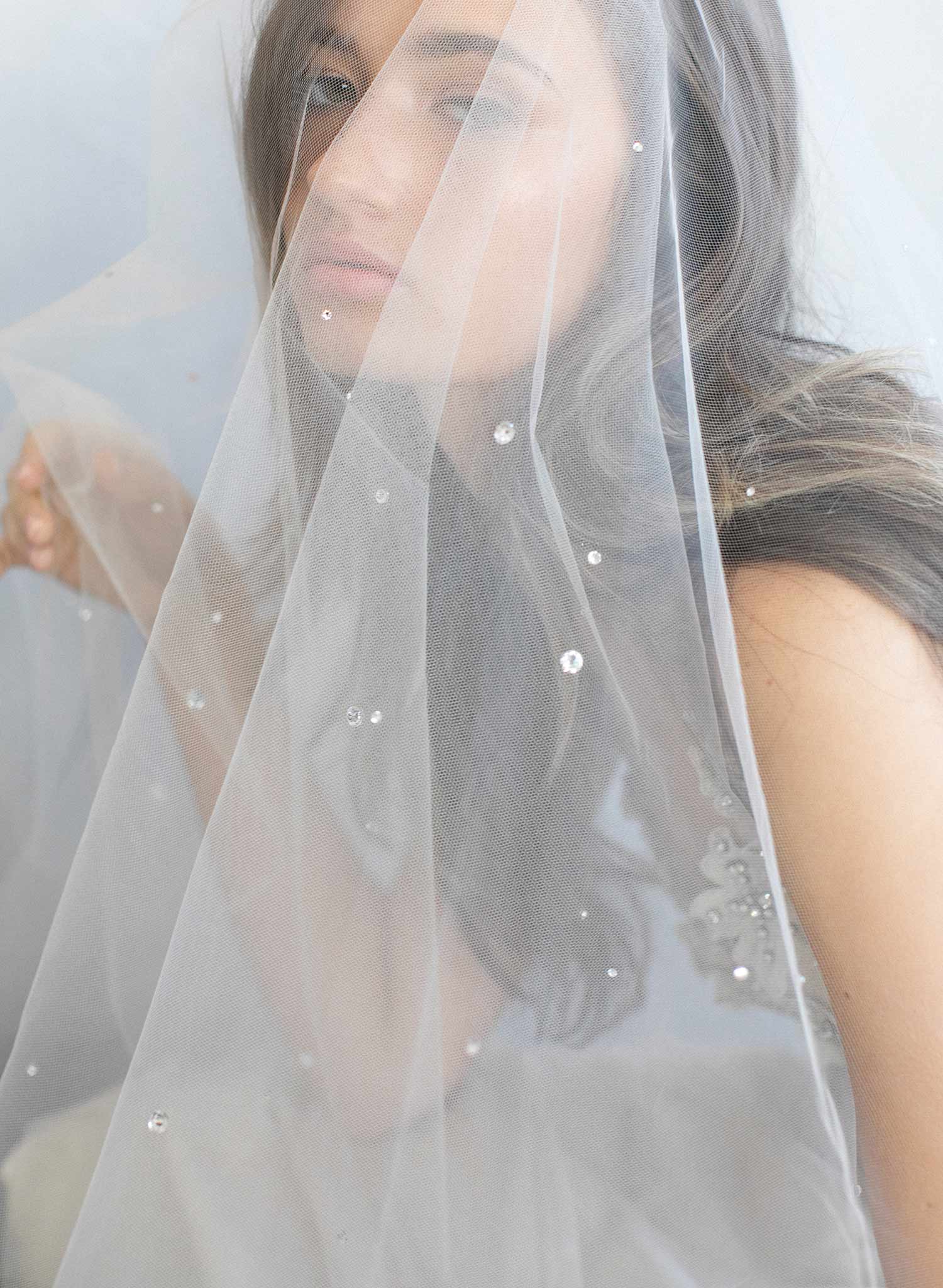 crystal veil, rhinestone veil, fingertip veil, bridal veil, wedding veil, wedding accessory, twigs and honey