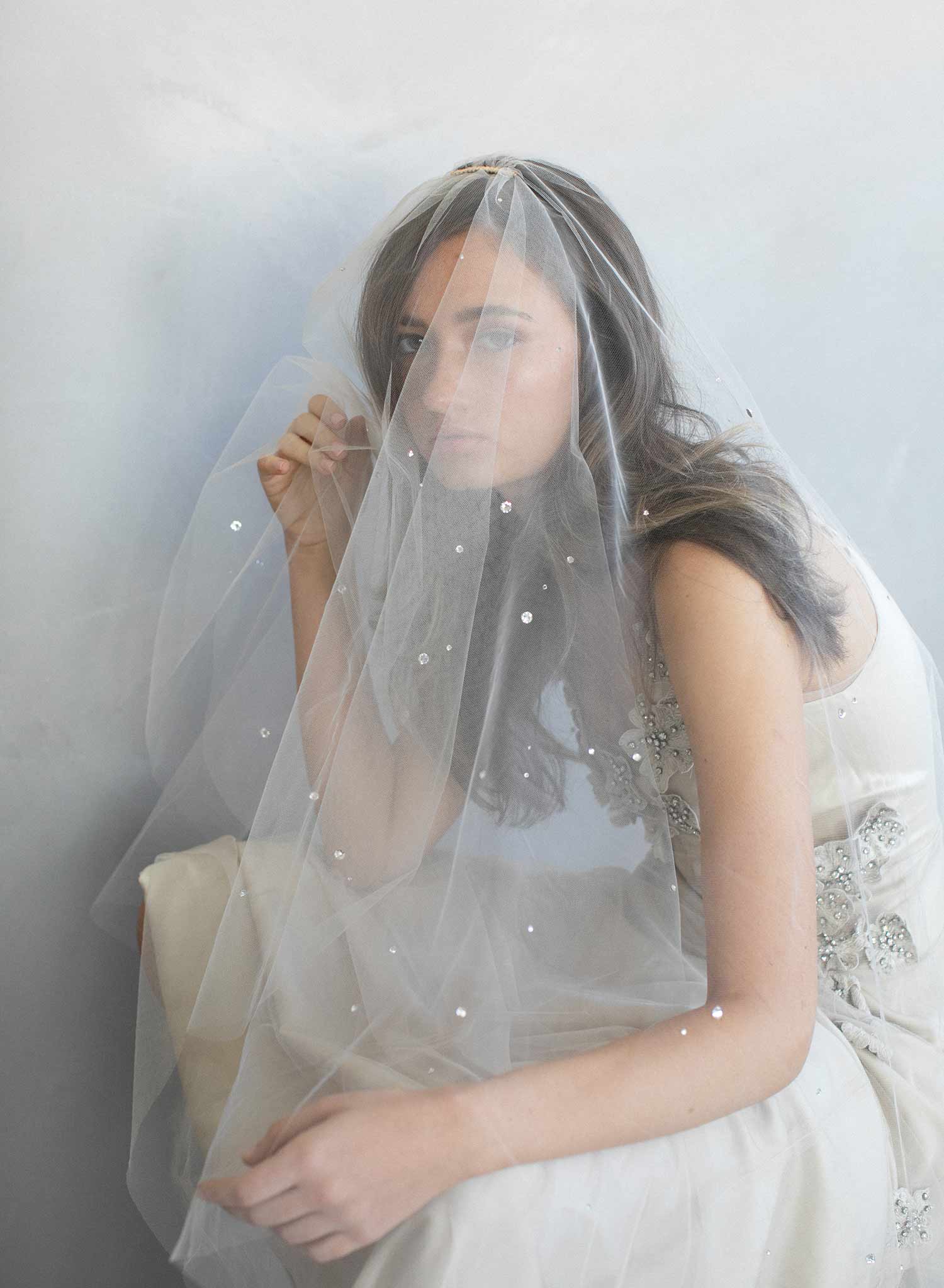 crystal veil, rhinestone veil, fingertip veil, bridal veil, wedding veil, wedding accessory, twigs and honey