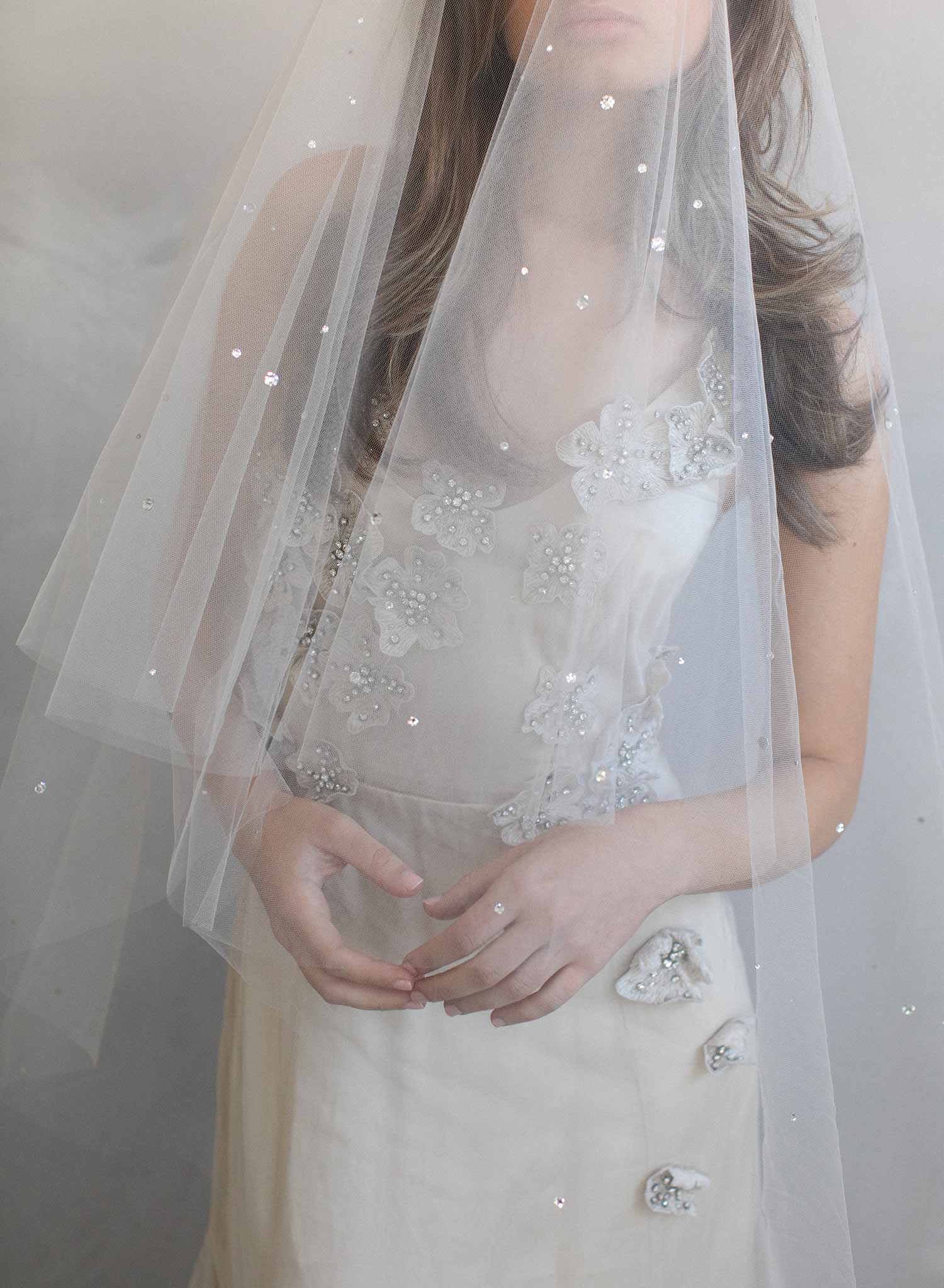 crystal veil, rhinestone veil, fingertip veil, bridal veil, wedding veil, wedding accessory, twigs and honey