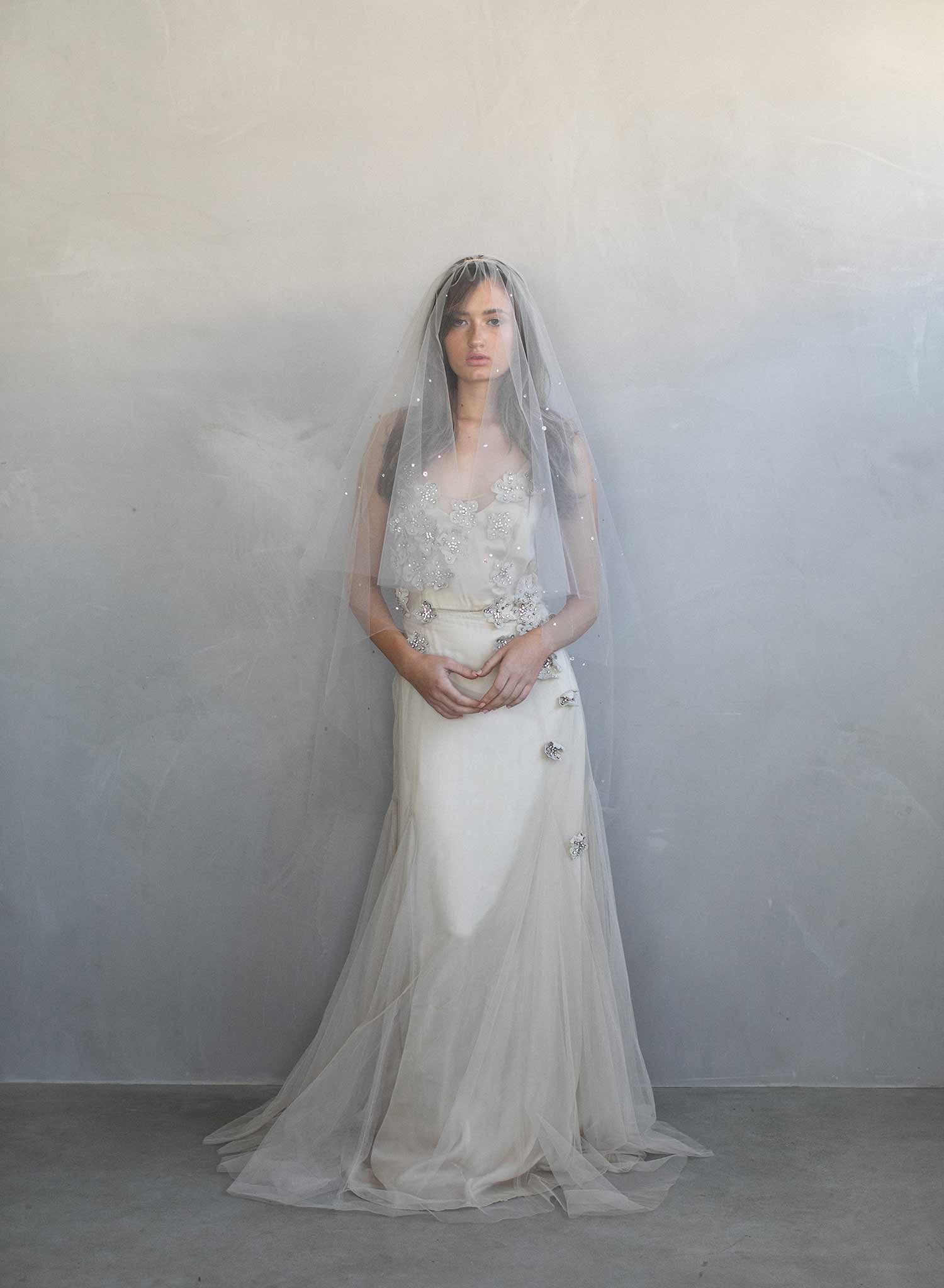 crystal veil, rhinestone veil, fingertip veil, bridal veil, wedding veil, wedding accessory, twigs and honey