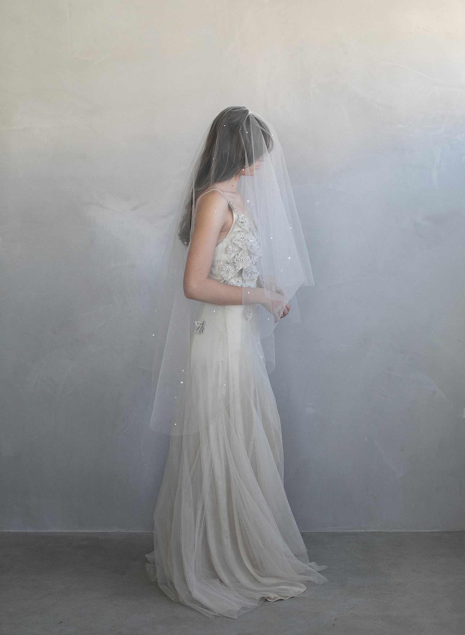 crystal veil, rhinestone veil, fingertip veil, bridal veil, wedding veil, wedding accessory, twigs and honey