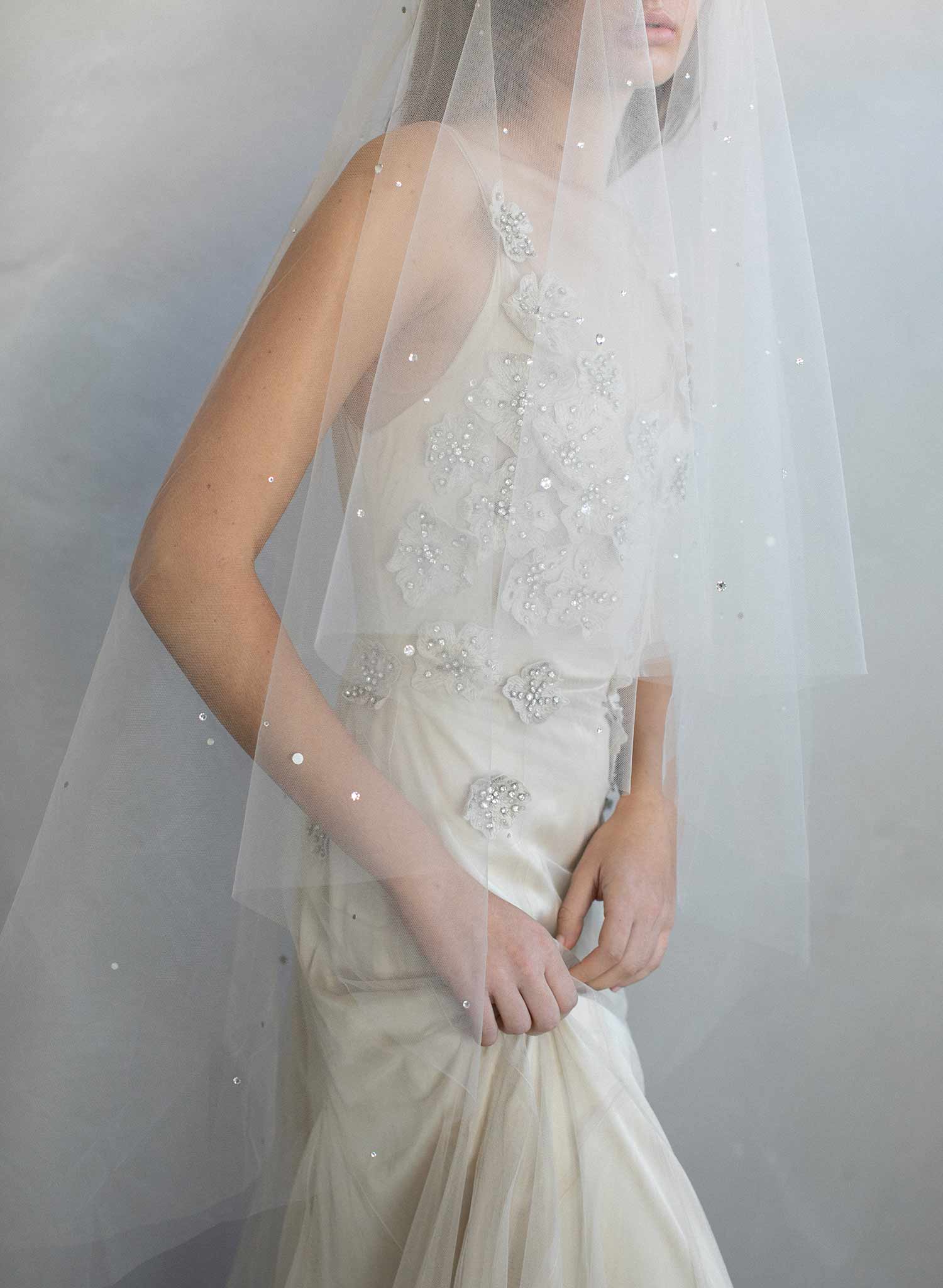 crystal veil, rhinestone veil, fingertip veil, bridal veil, wedding veil, wedding accessory, twigs and honey