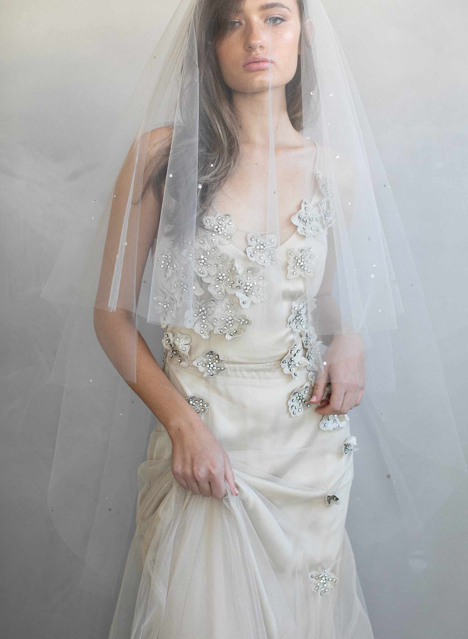 crystal veil, rhinestone veil, fingertip veil, bridal veil, wedding veil, wedding accessory, twigs and honey