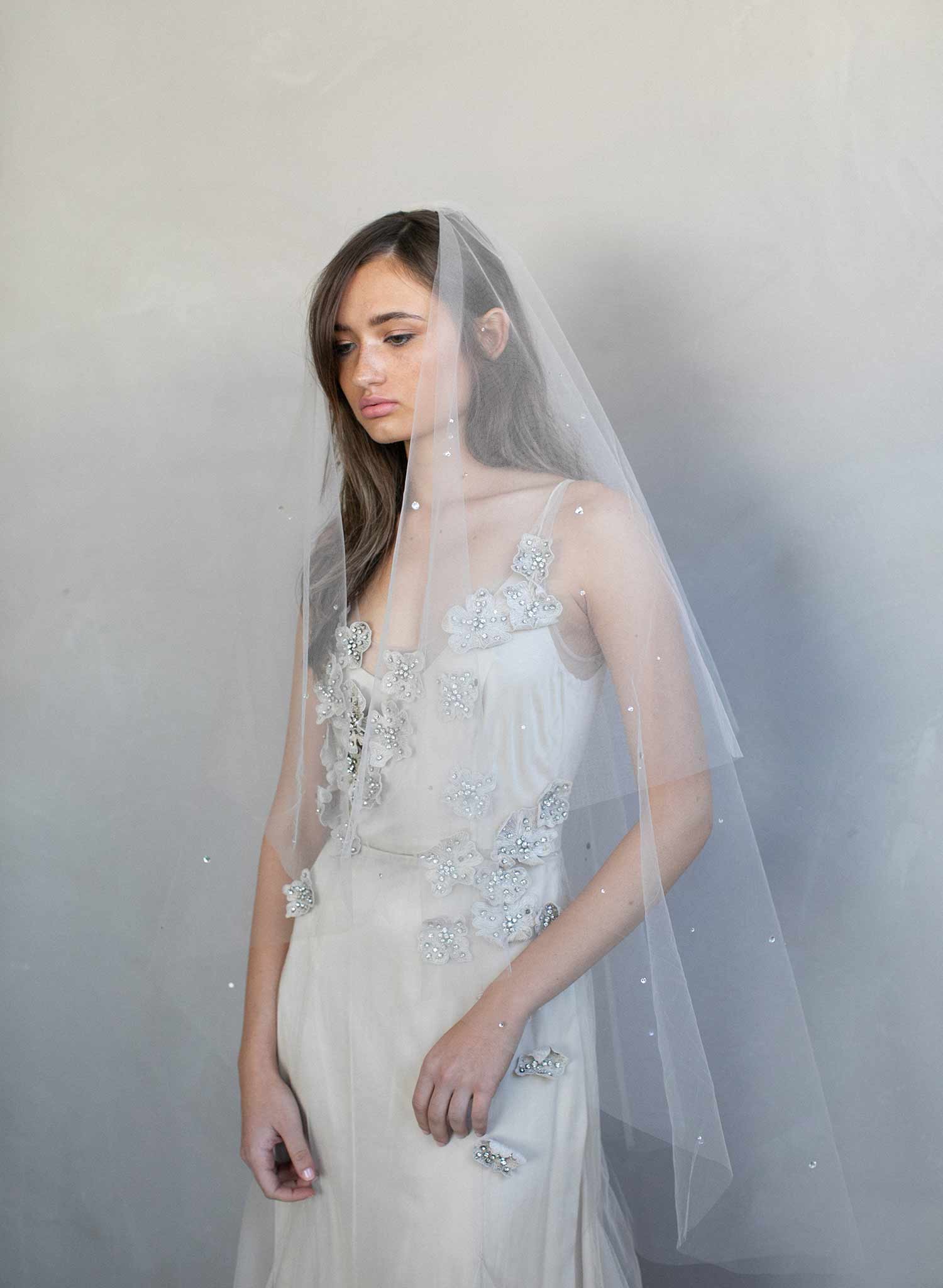 crystal veil, rhinestone veil, fingertip veil, bridal veil, wedding veil, wedding accessory, twigs and honey