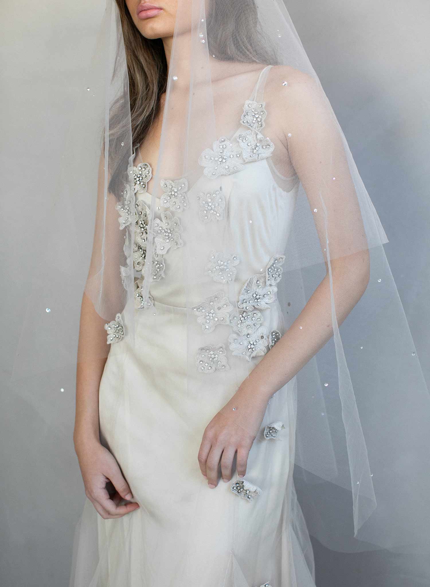 crystal veil, rhinestone veil, fingertip veil, bridal veil, wedding veil, wedding accessory, twigs and honey