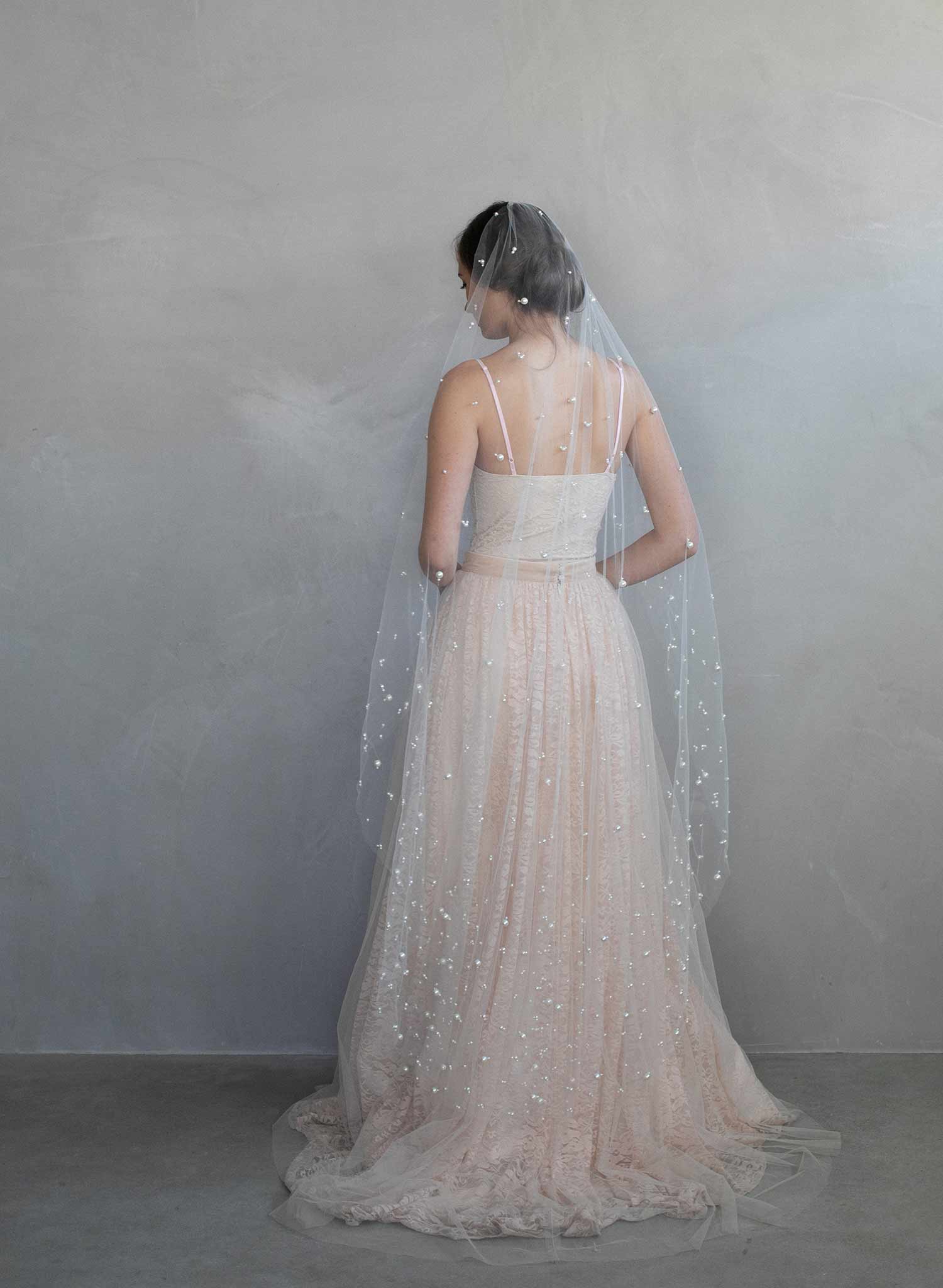 pearl bridal veil, pearl veil, ivory veil, wedding veil, twigs & honey, twigsandhoney, train veil, chapel veil