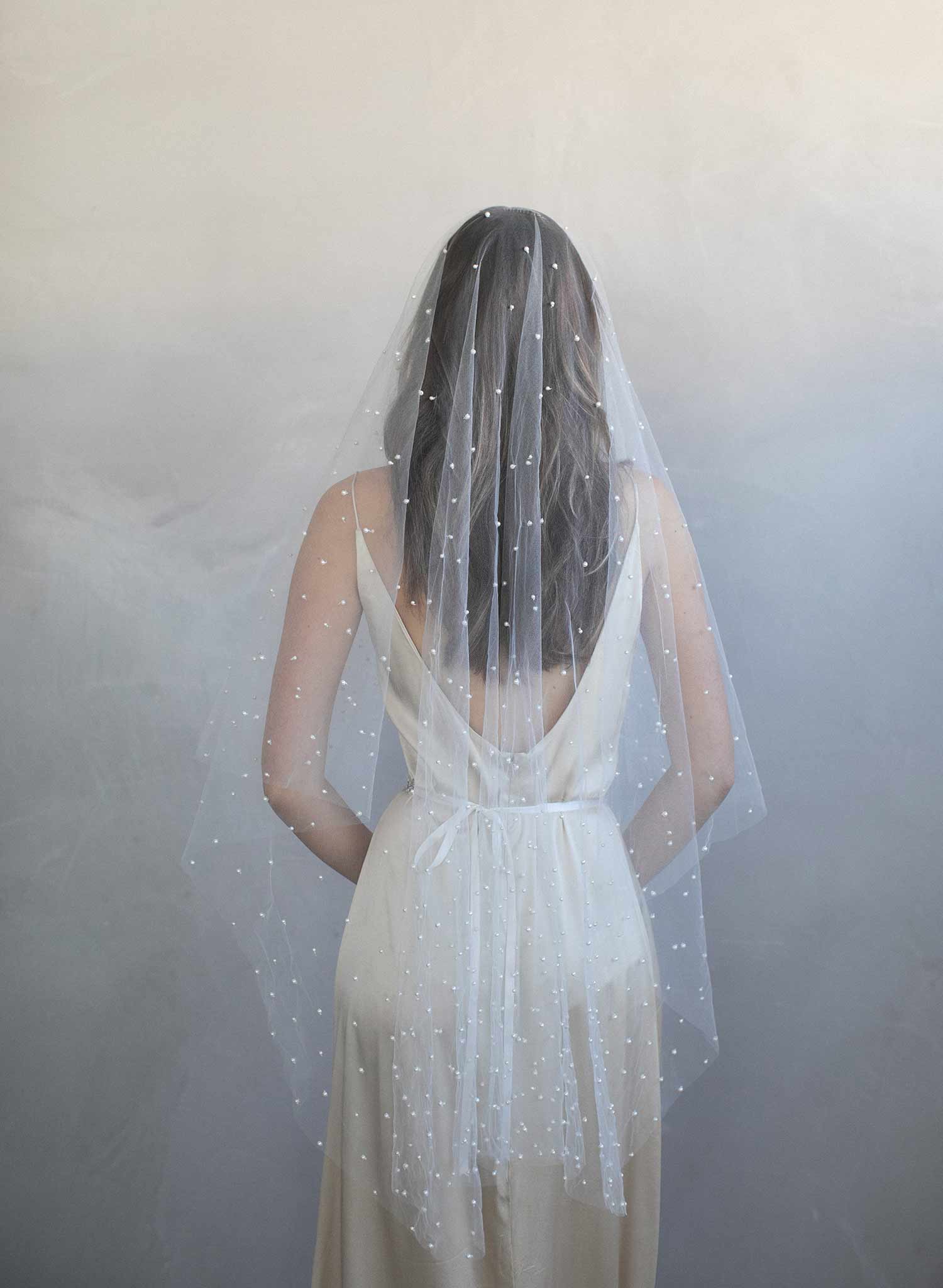 pearl veil, bridal veil, wedding veil, pearl wedding veil, fingertip veil, ivory veil, twigs and honey