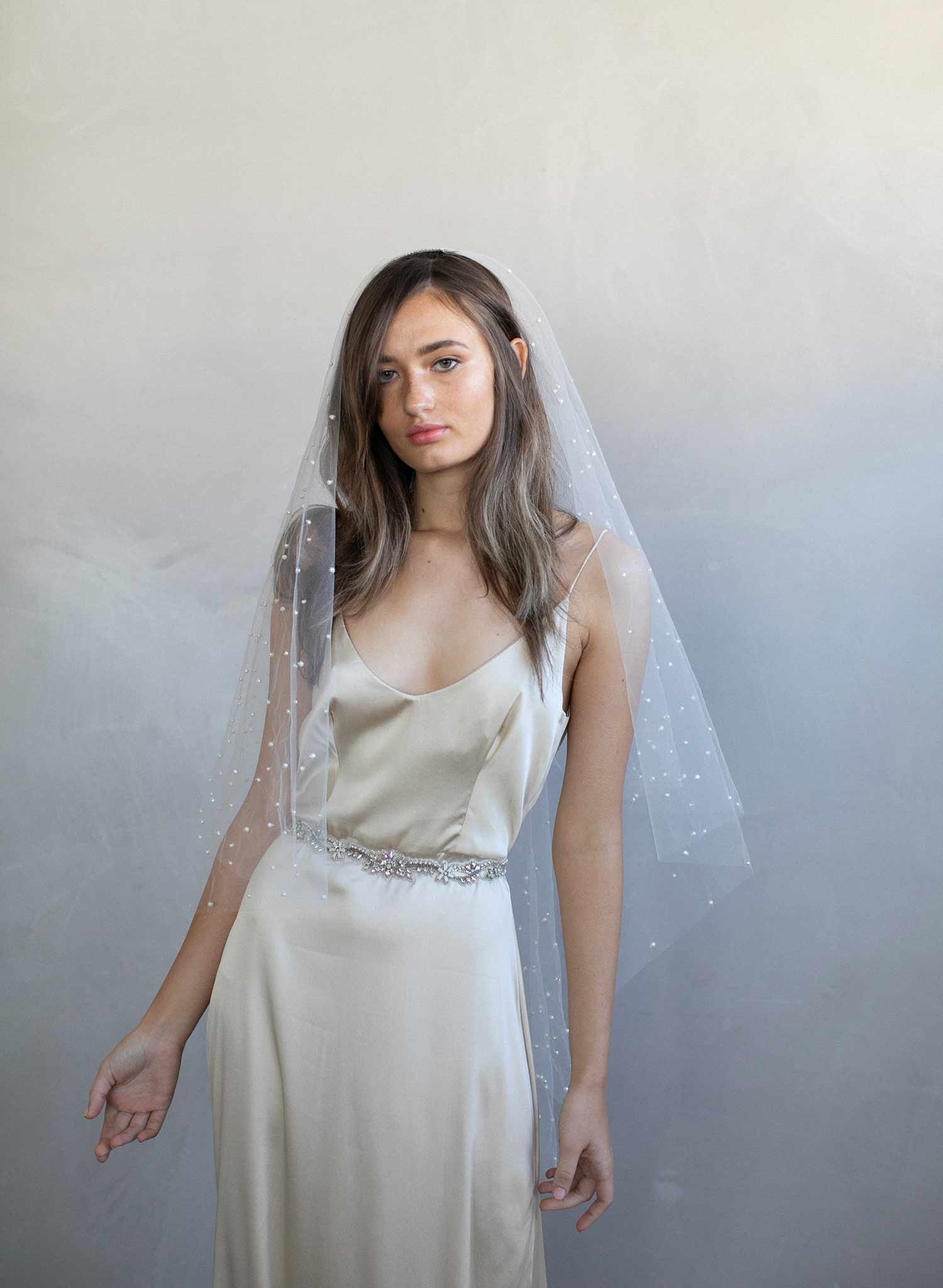 pearl veil, bridal veil, wedding veil, pearl wedding veil, fingertip veil, ivory veil, twigs and honey