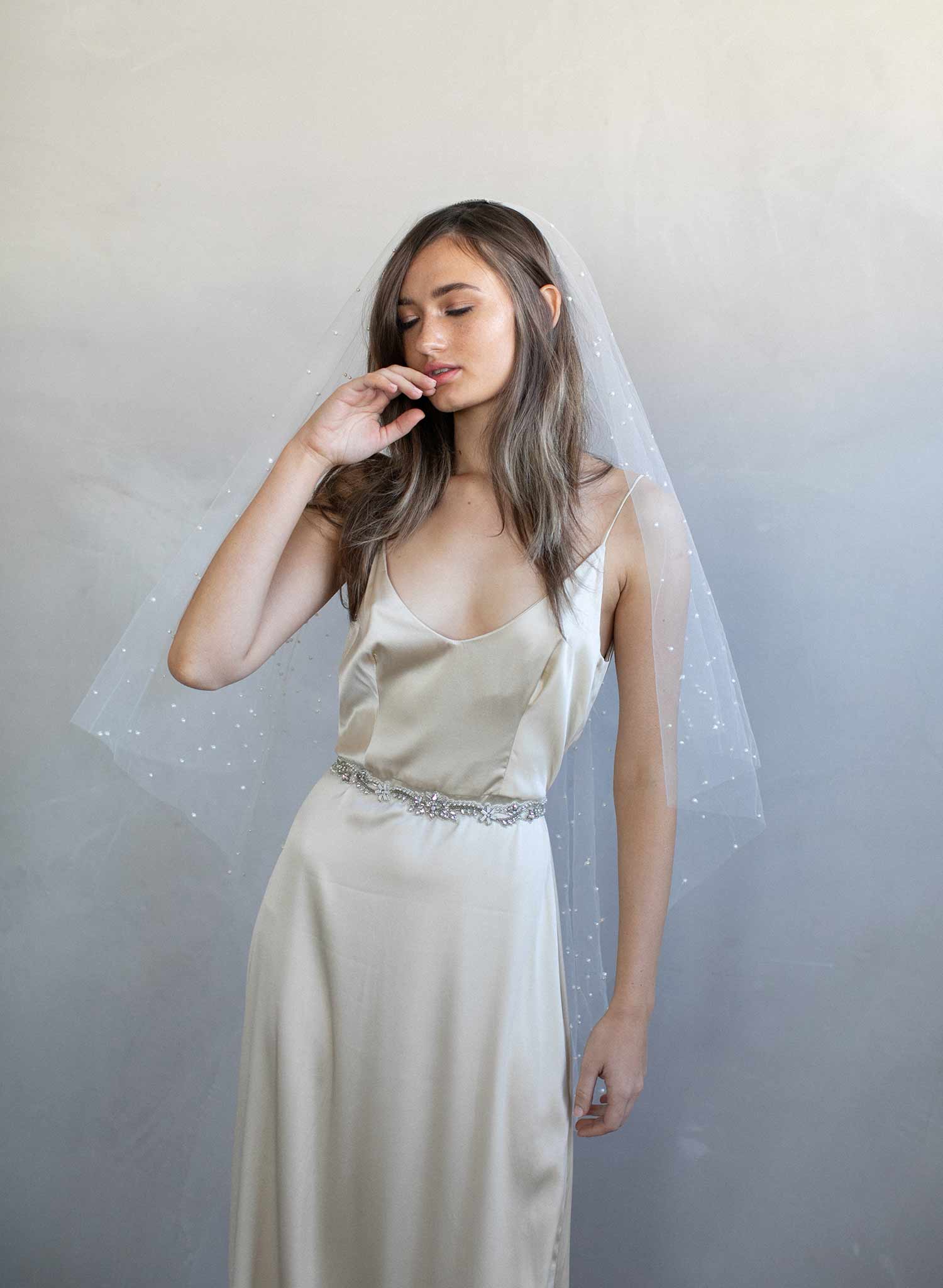 pearl veil, bridal veil, wedding veil, pearl wedding veil, fingertip veil, ivory veil, twigs and honey