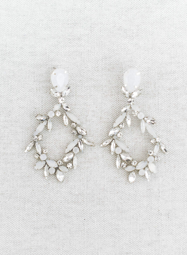 crystal bridal earrings, bridal earrings, opal earrings, opal wedding accessory, twigs & honey, earrings