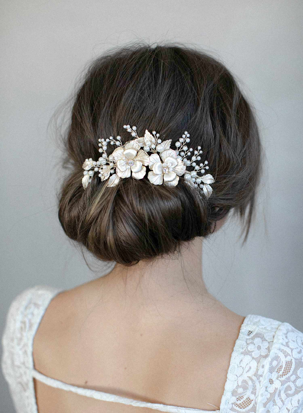NEW 2pcs bride clay headpeice wedding hair Comb Floral bridal Floral Bridal Hair Comb: Clay Flowers, Gold Wire Wedding  main image 4