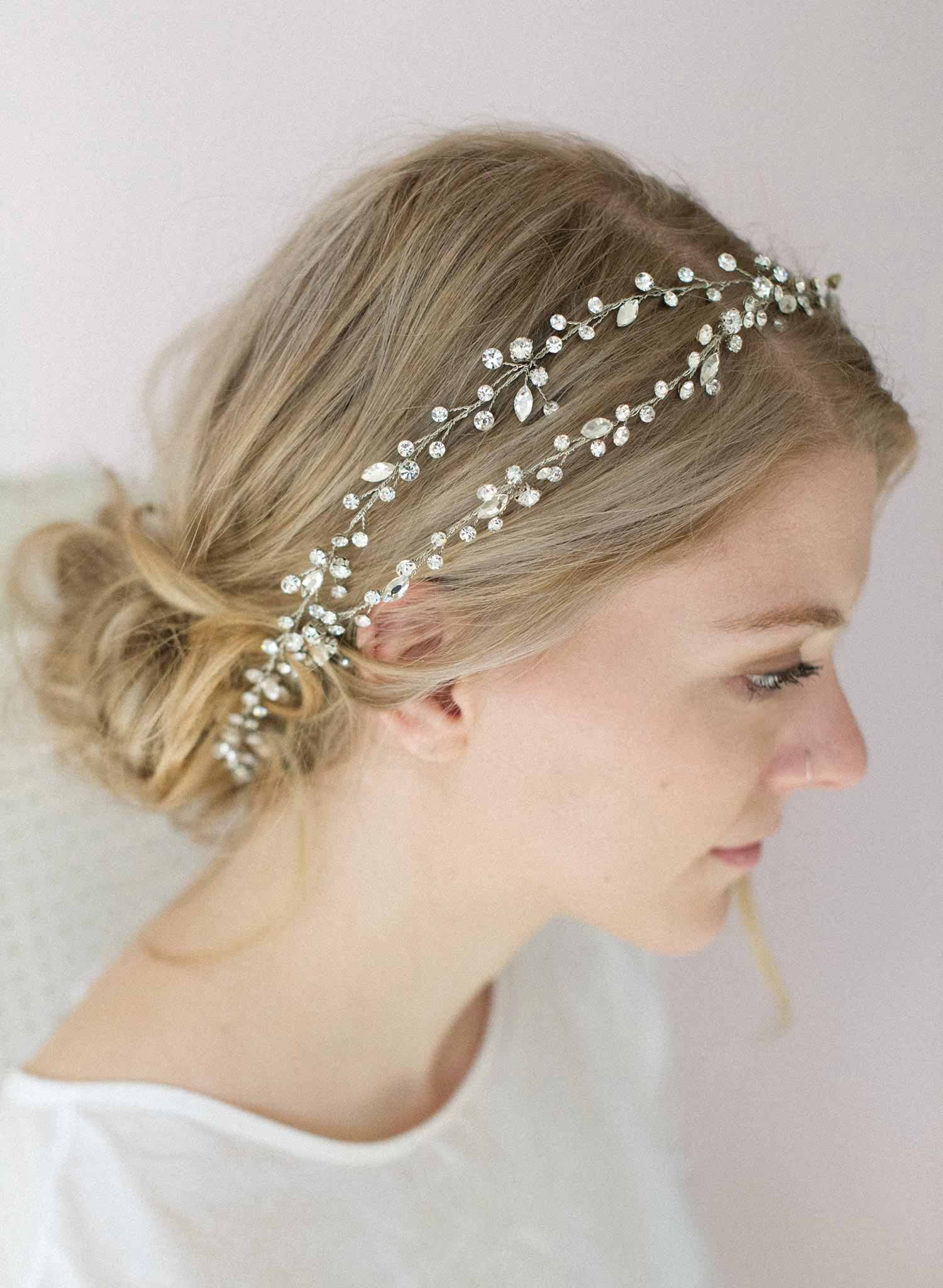 extra long hair vine, crystal hair vine, bridal headpiece, twigs and honey