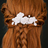 handmade clay rose floral gold wedding hair comb, twigs & honey