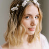 handmade white clay flower pearl gold hair vine headband, twigs and honey