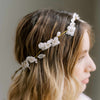 handmade white clay flower pearl gold hair vine headband, twigs and honey