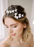 handmade clay rose floral pearl gold headband hair vine, twigs and honey