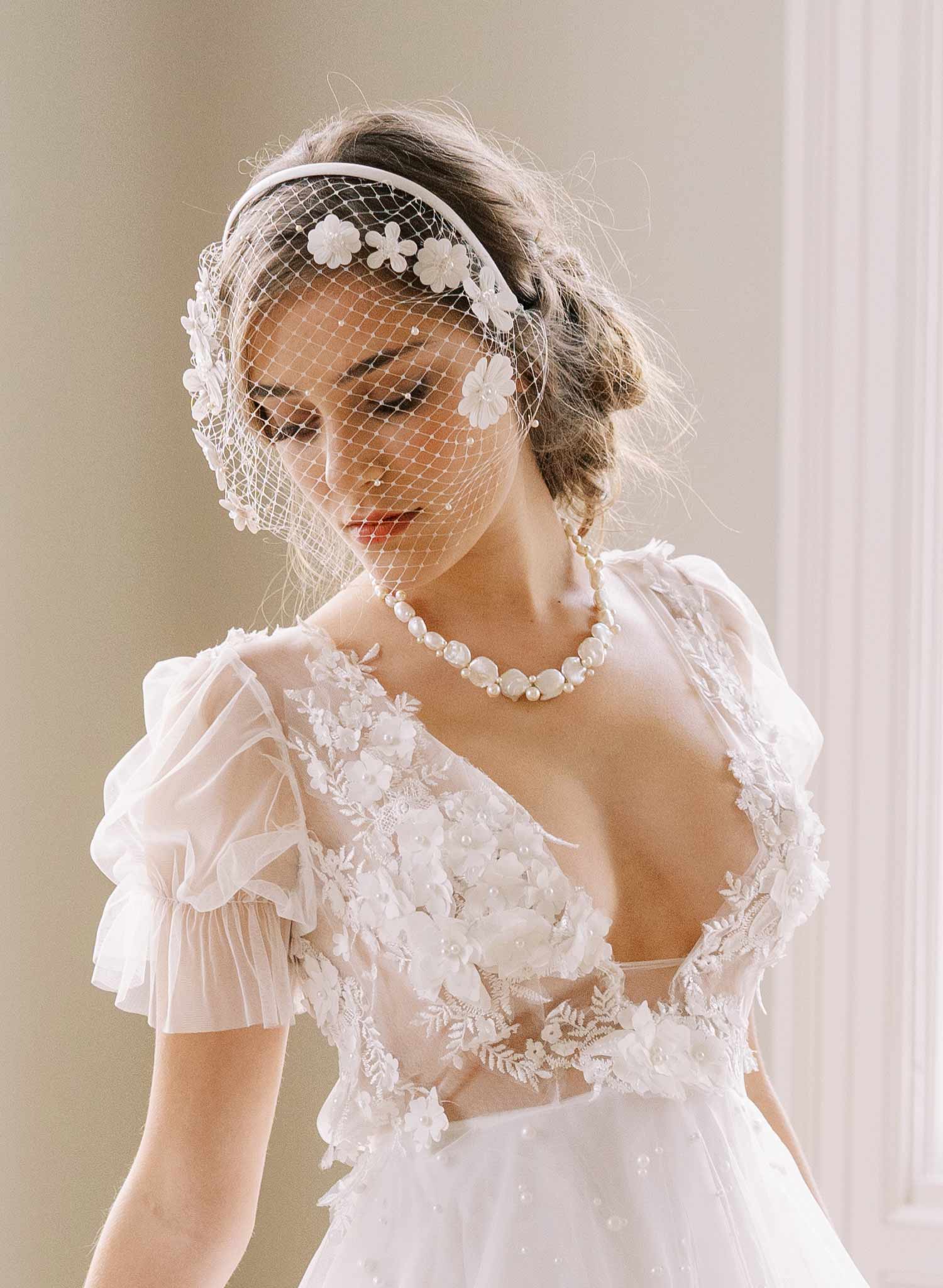 chunky white handmade pearl wedding necklace, twigs & honey