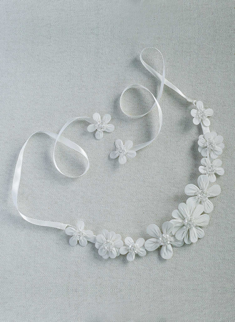 embroidered floral crystal white choker wedding necklace, twigs and honey