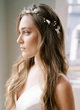 handmade white clay floral gold bridal headband hair vine, twigs & honey